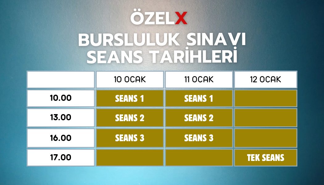10-11-12 OCAK TARİHLERİNDE BURSLULUK SINAVI!